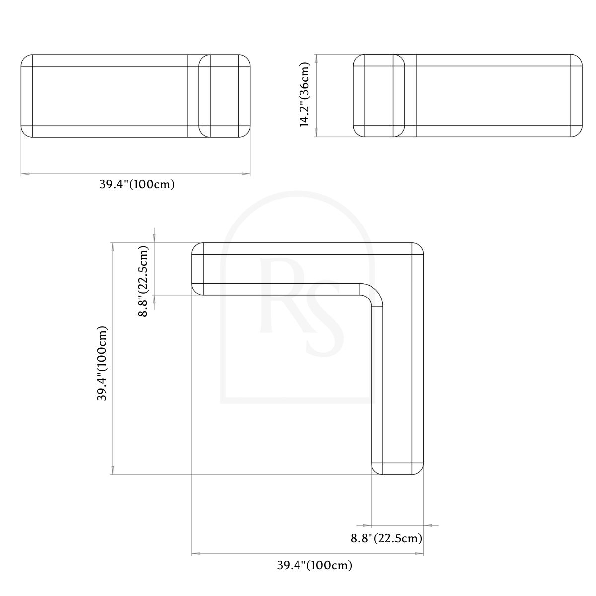 The Arc Sofa line drawing 2