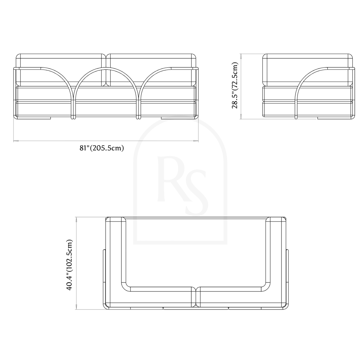 The Arc Sofa line drawing 1