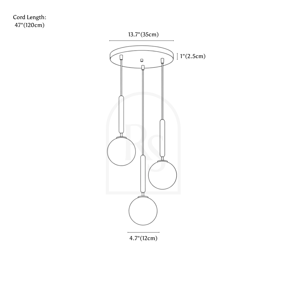 Temen Pendant Light line drawing 2
