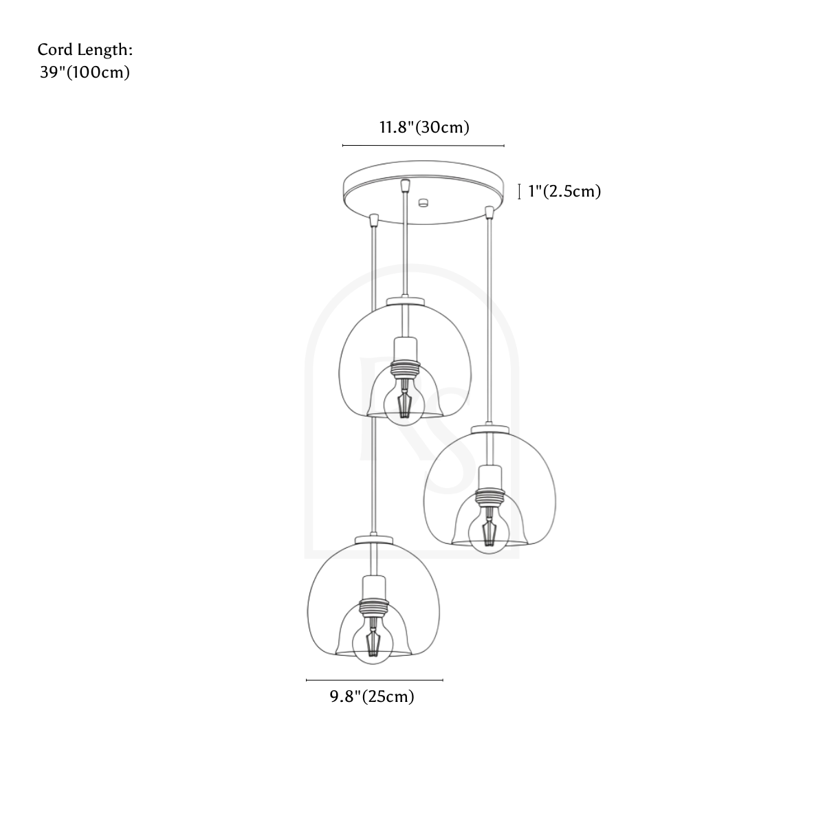 Lance Pendant Light line drawing 2