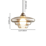 "Small Thuli pendant light with dimensions 11.8'' width, 4.7'' height, and 59'' hanging length, glass and iron."