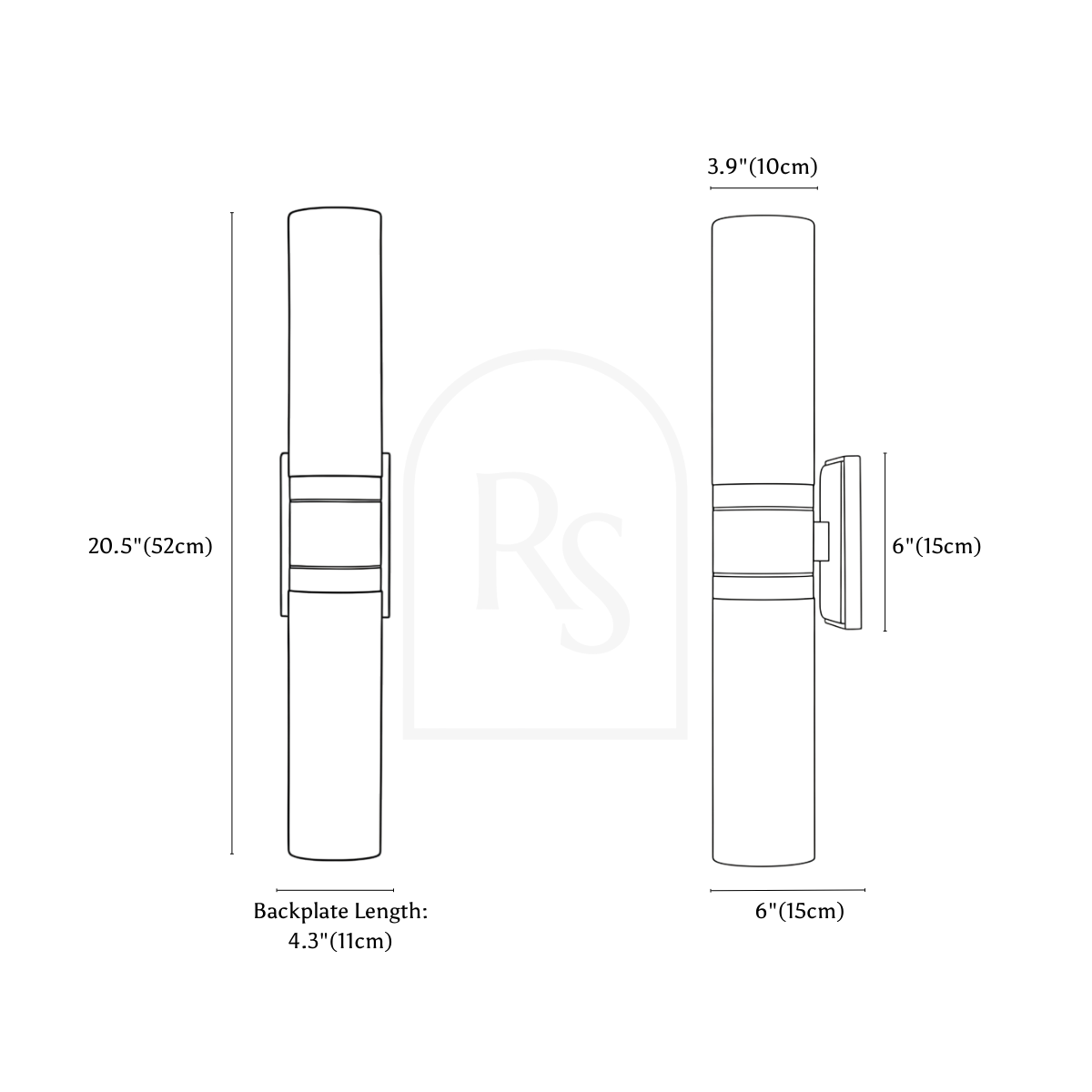 Trevix Wall Lamp line drawing 1