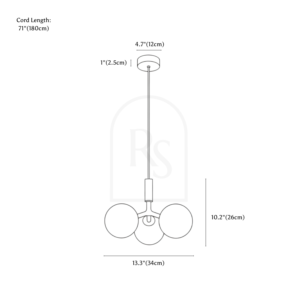 Trilume Pendant Light line drawing 1