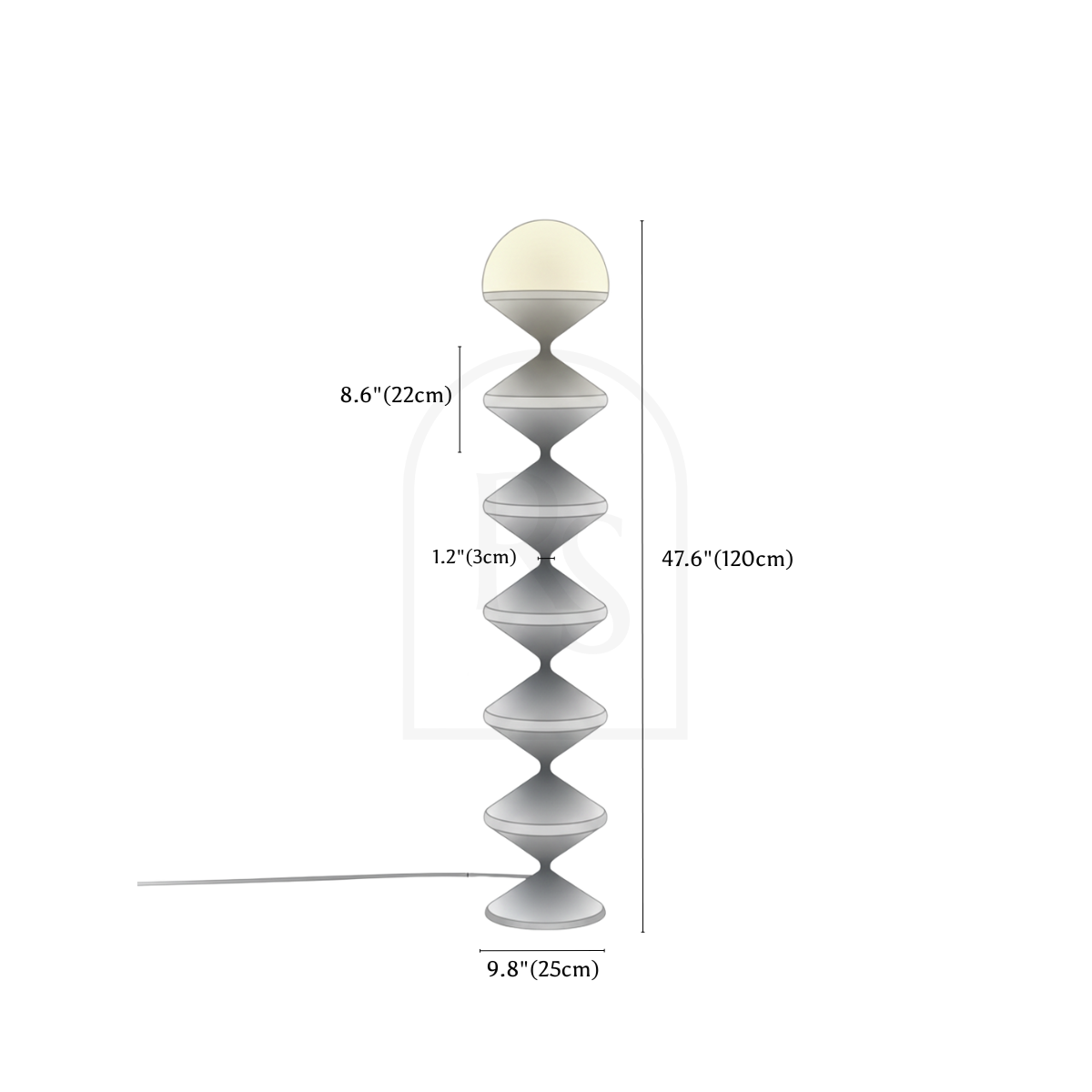 Twirl Floor Lamp line drawing 1