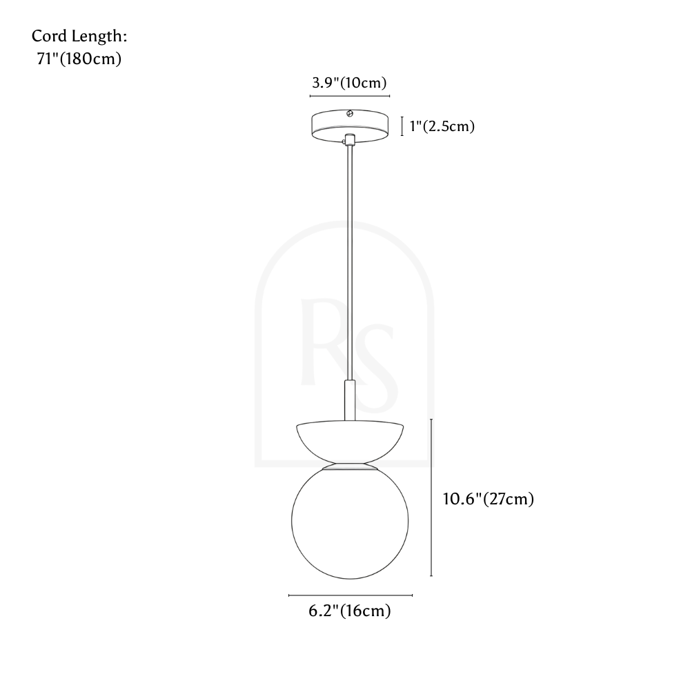 Tzuria Pendant Light line drawing 1