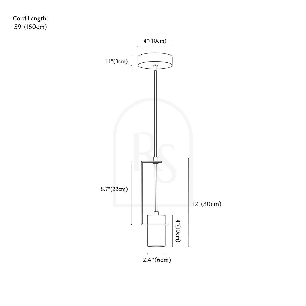 Ultria Pendant Light line drawing 1