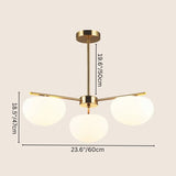 "Pendant lamp with three glass shades, dimensions 23.6 x 19.6 inches, ideal for contemporary interiors."