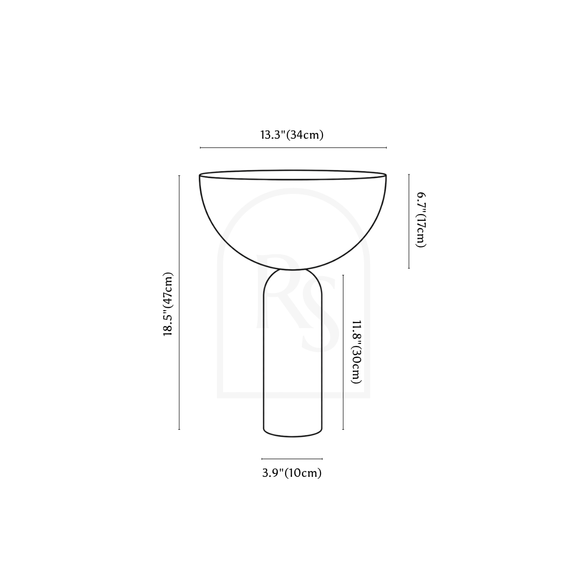 Uria Table Lamp line drawing 1