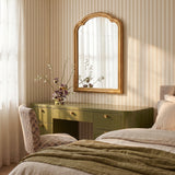 Vestige Cabinet Knob in Satin Brass, styled interior