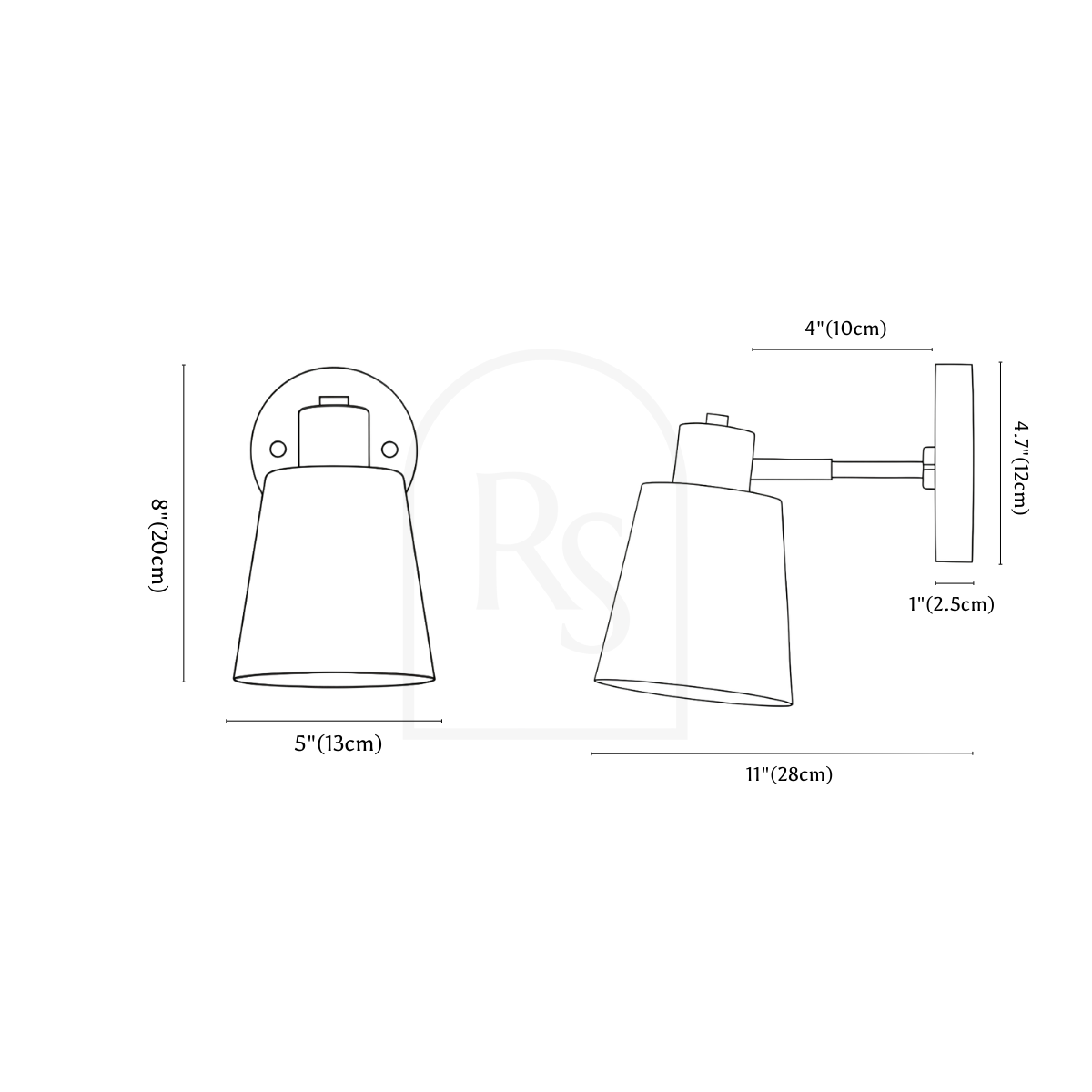 Vagos Wireless Wall Lamp line drawing 1