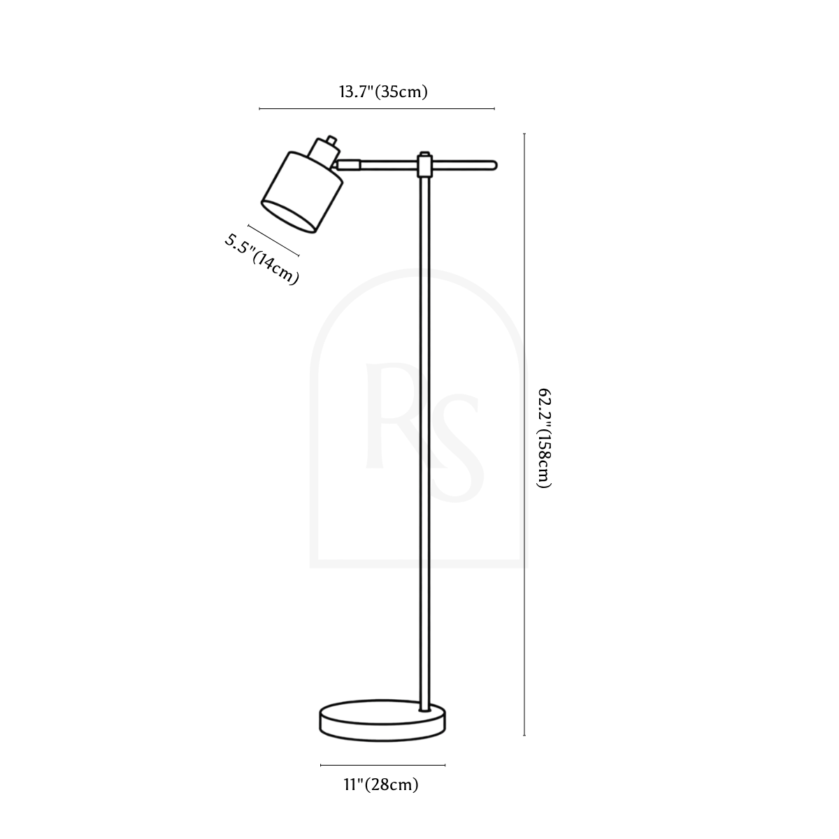 Valke Floor Lamp line drawing 1