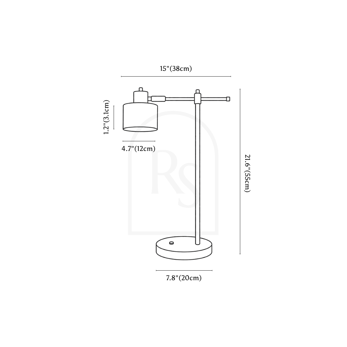 Valke Table Lamp line drawing 1