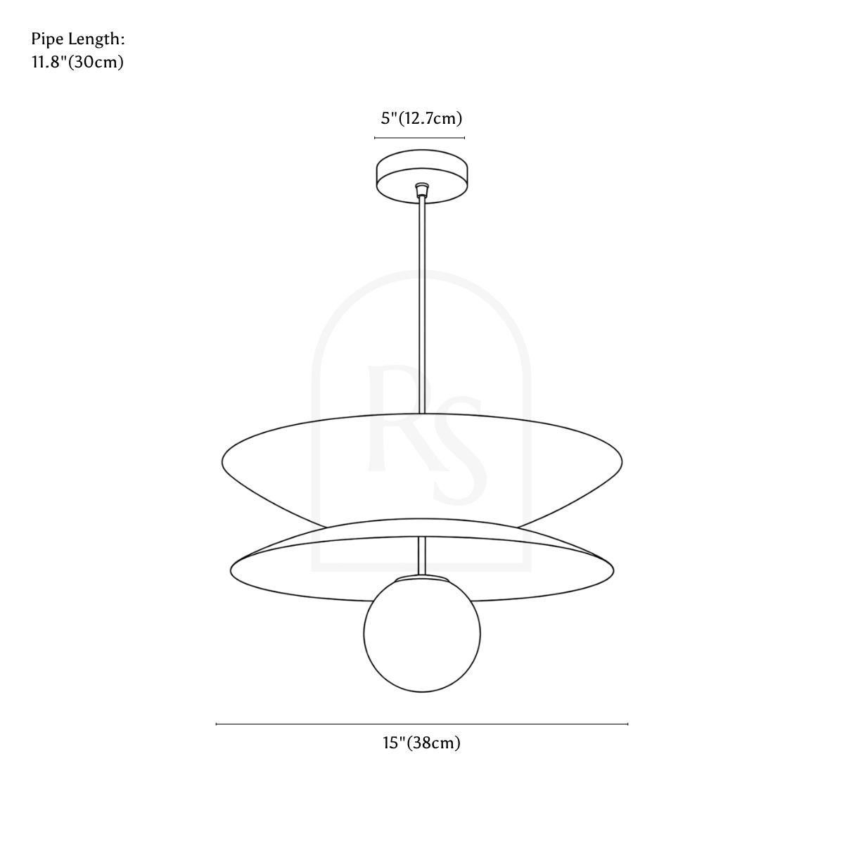 Valric Pendant Light line drawing 1