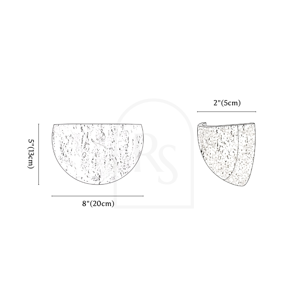 Valta Travertine Wall Lamp line drawing 1