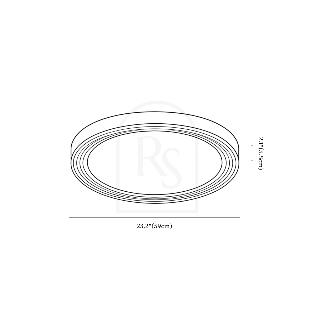 Varena Ceiling Light line drawing 3