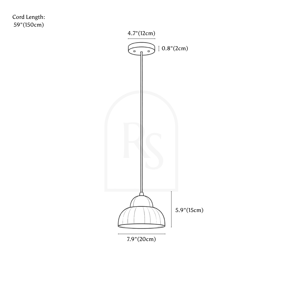 Velric Pendant Light line drawing 1