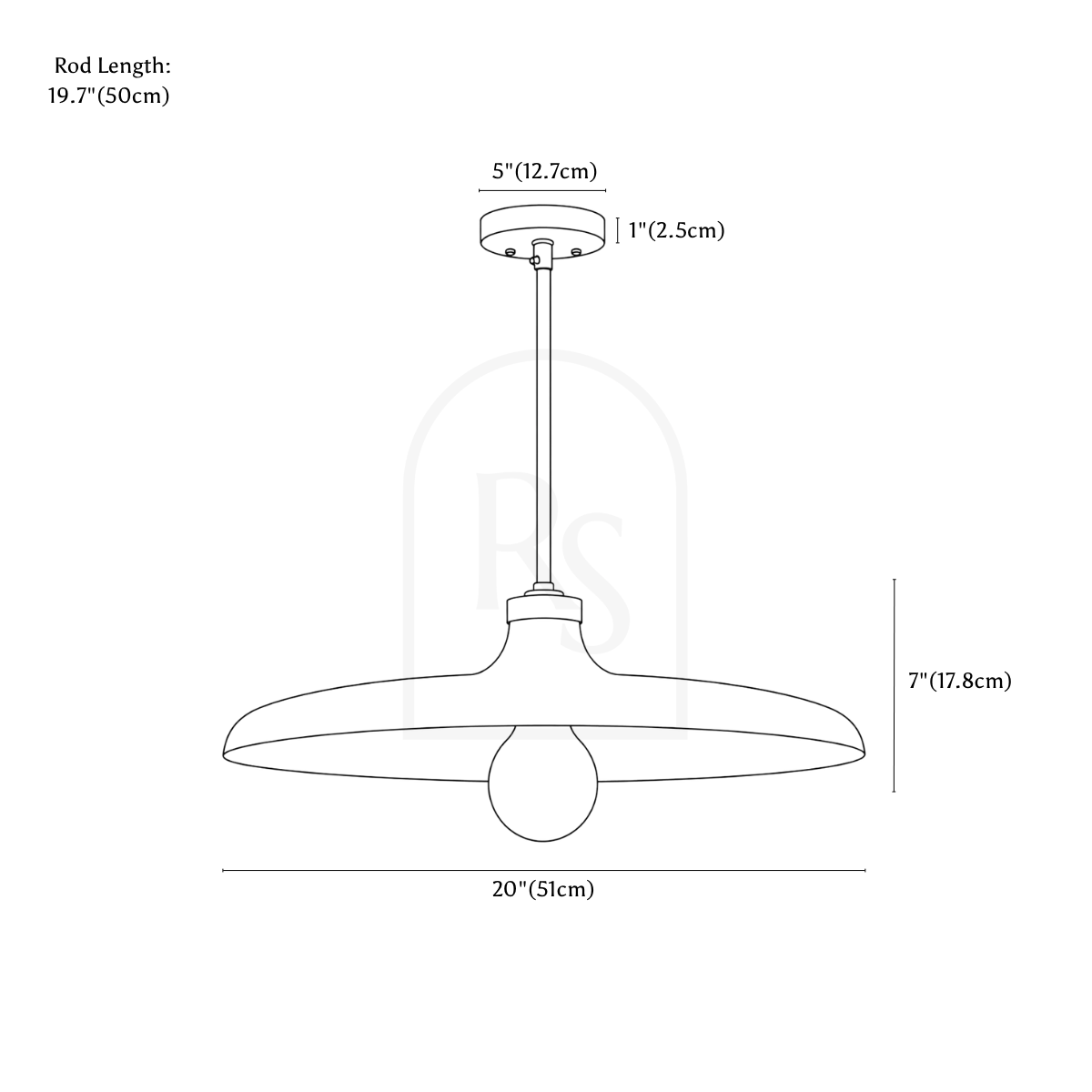 Velune Pendant Light line drawing 1