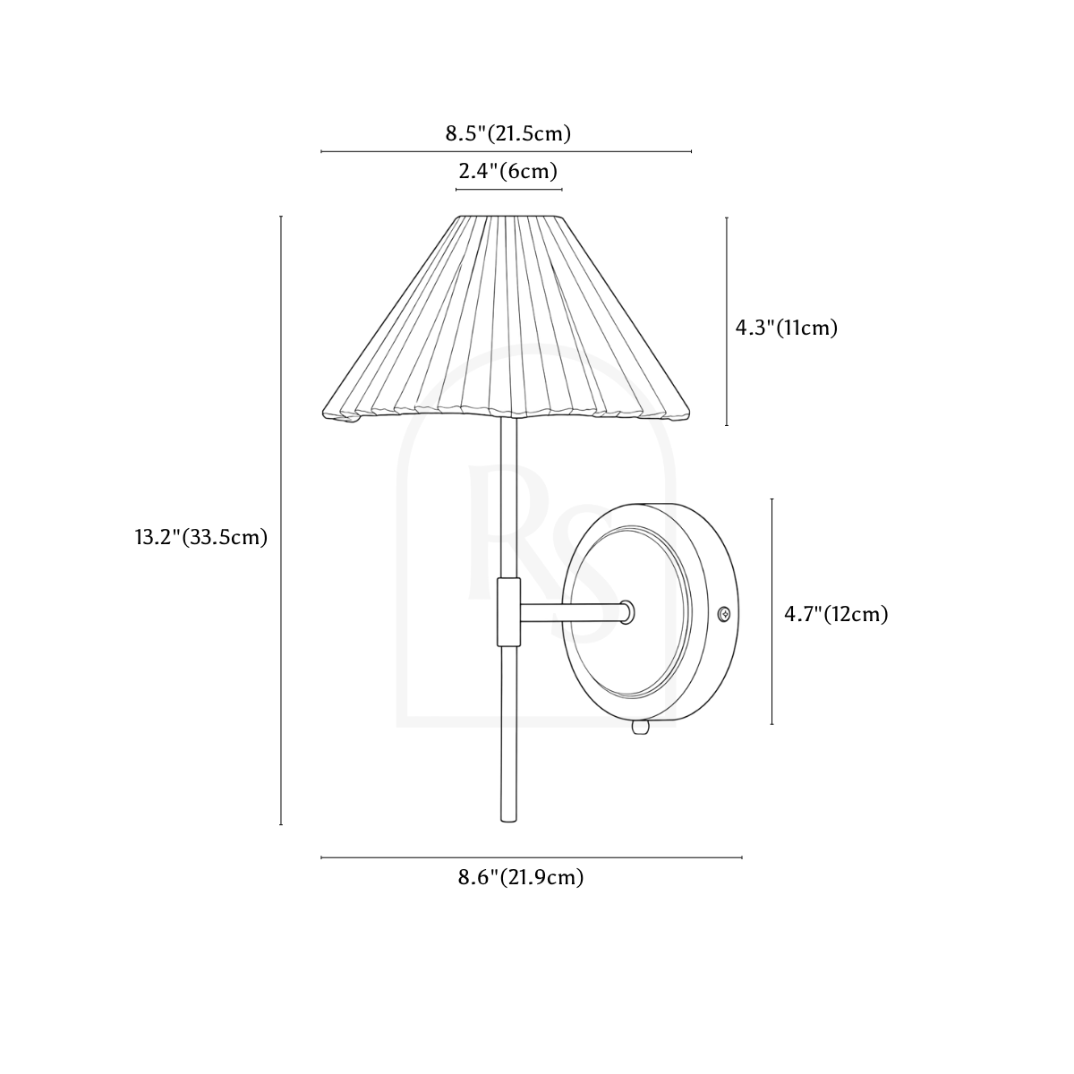 Vernis Wall Lamp line drawing 1