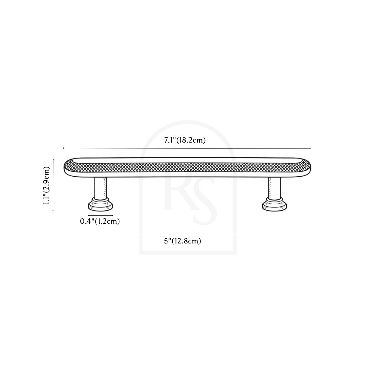 Verno Knob & Pull Bar line drawing 3