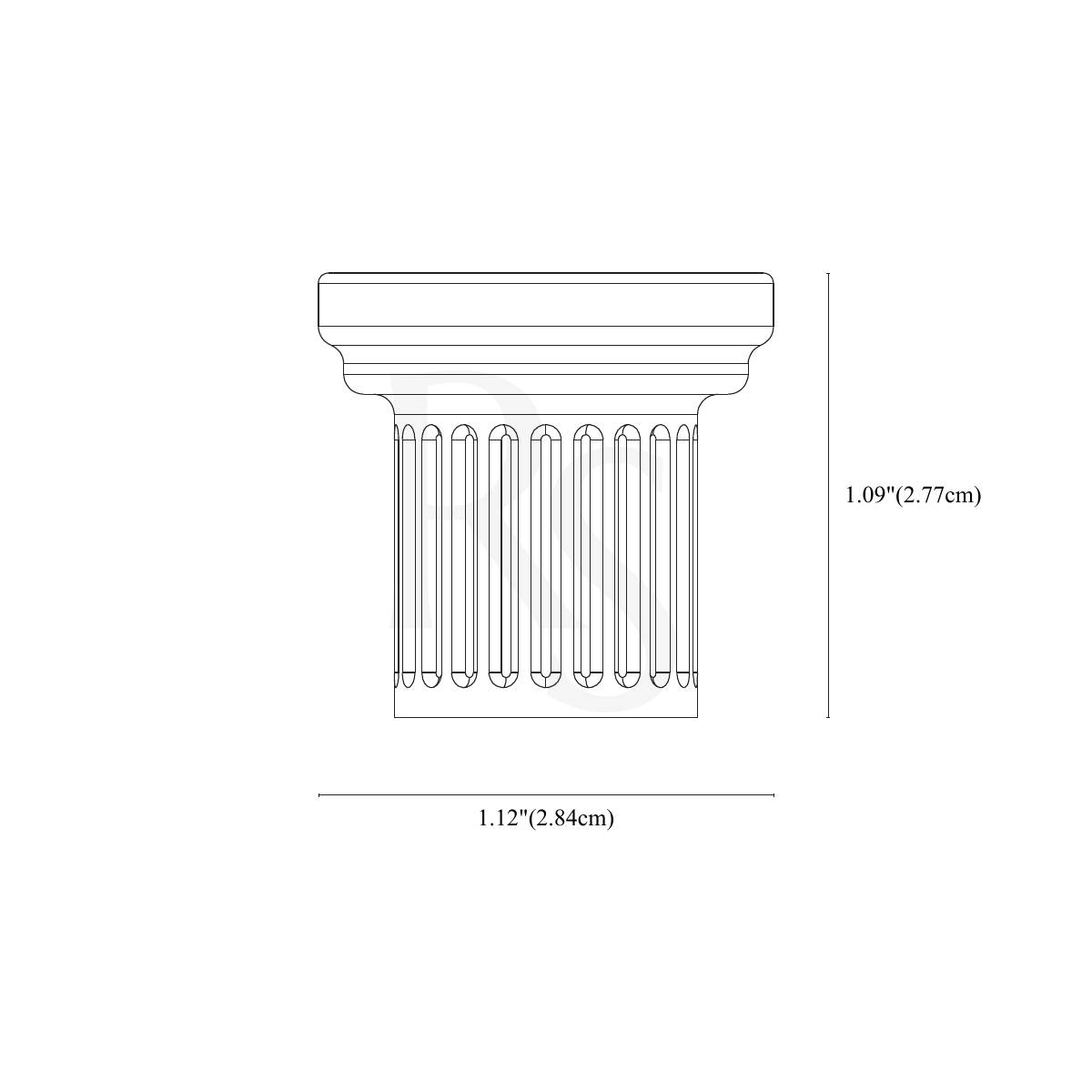 Vestige Cabinet Knob line drawing with dimensions