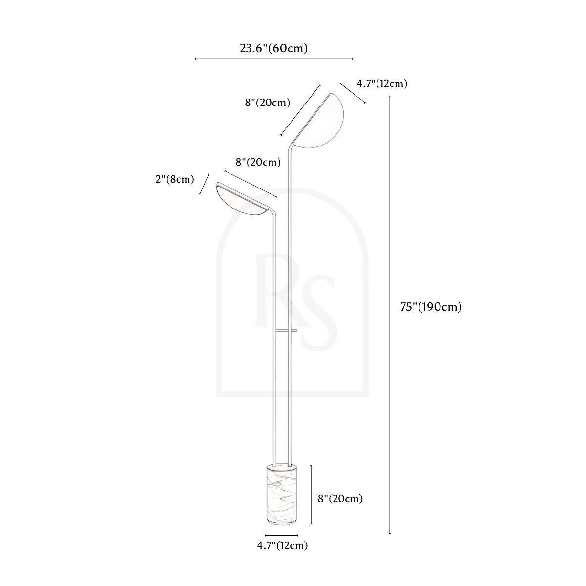 Vestra Floor Lamp line drawing 1