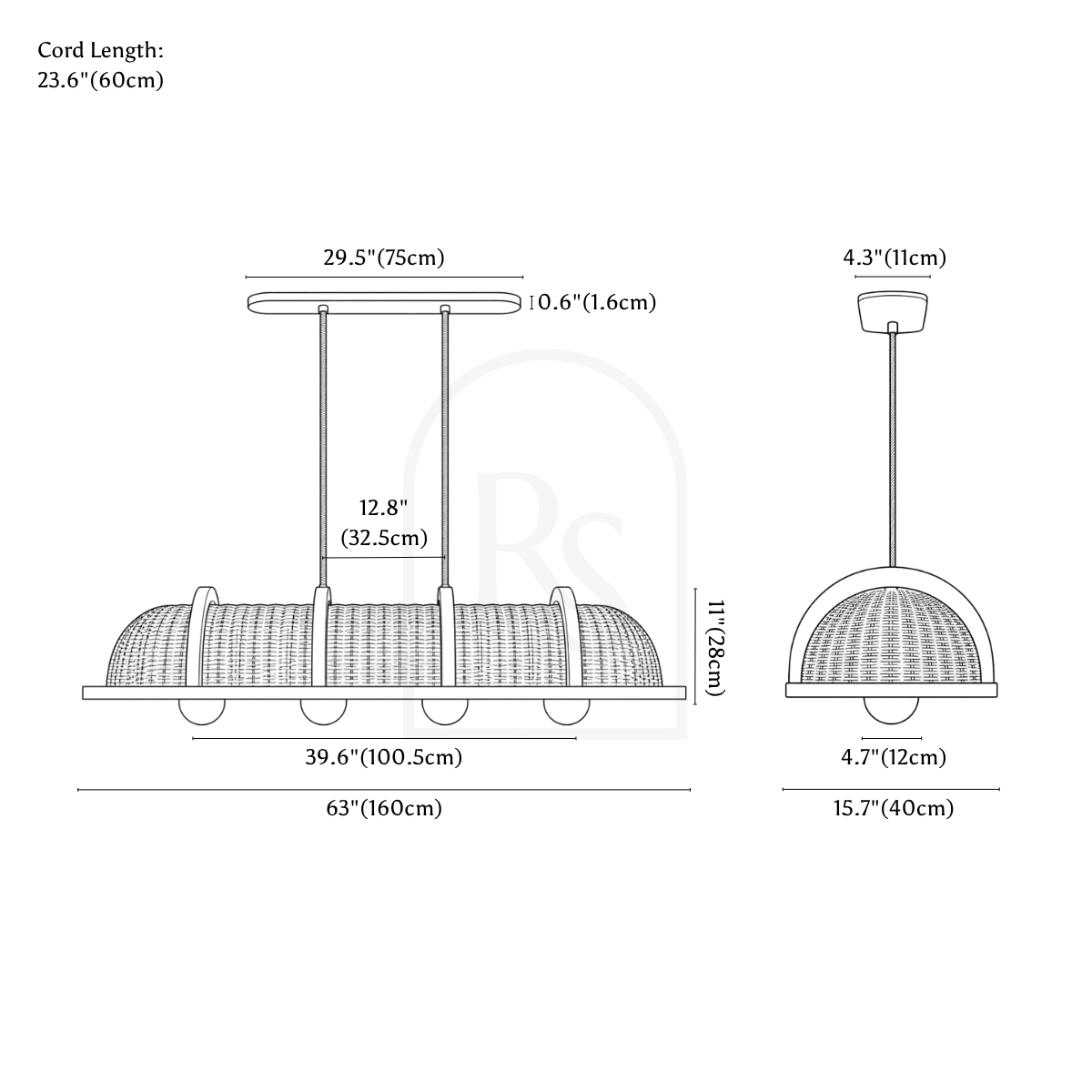 Vetra Pendant Light line drawing 1