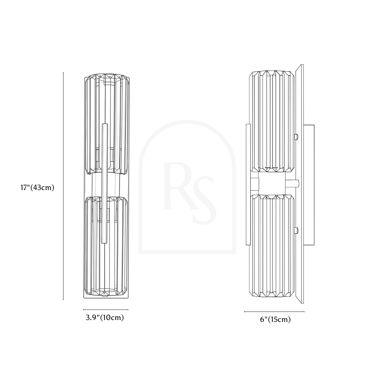 Vexa Wall Lamp line drawing 1
