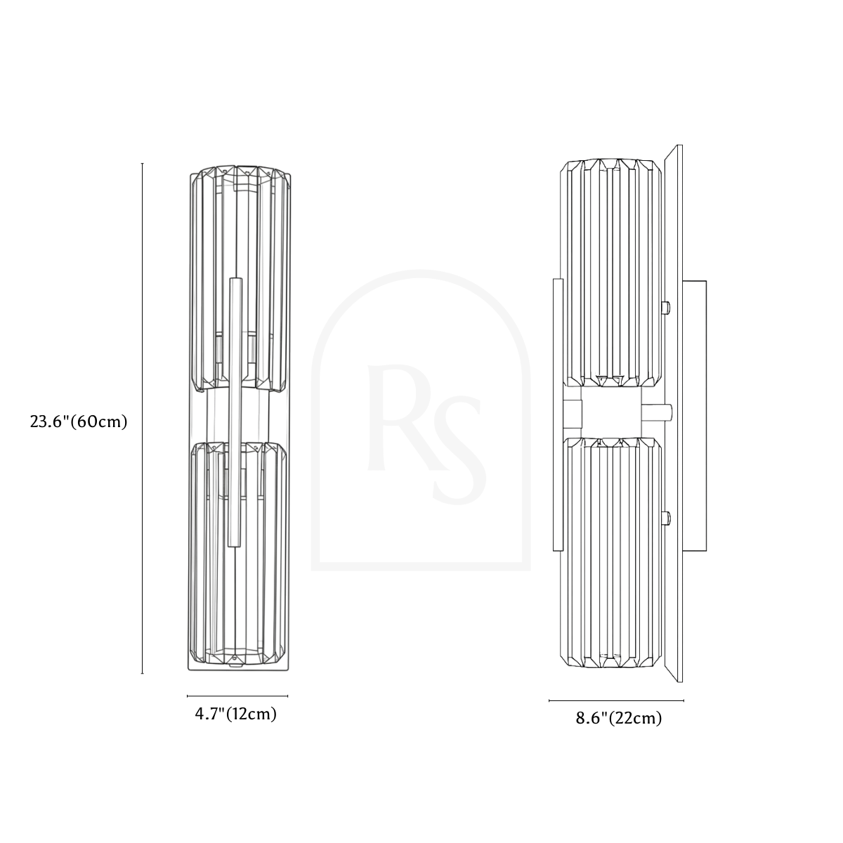 Vexa Wall Lamp line drawing 2