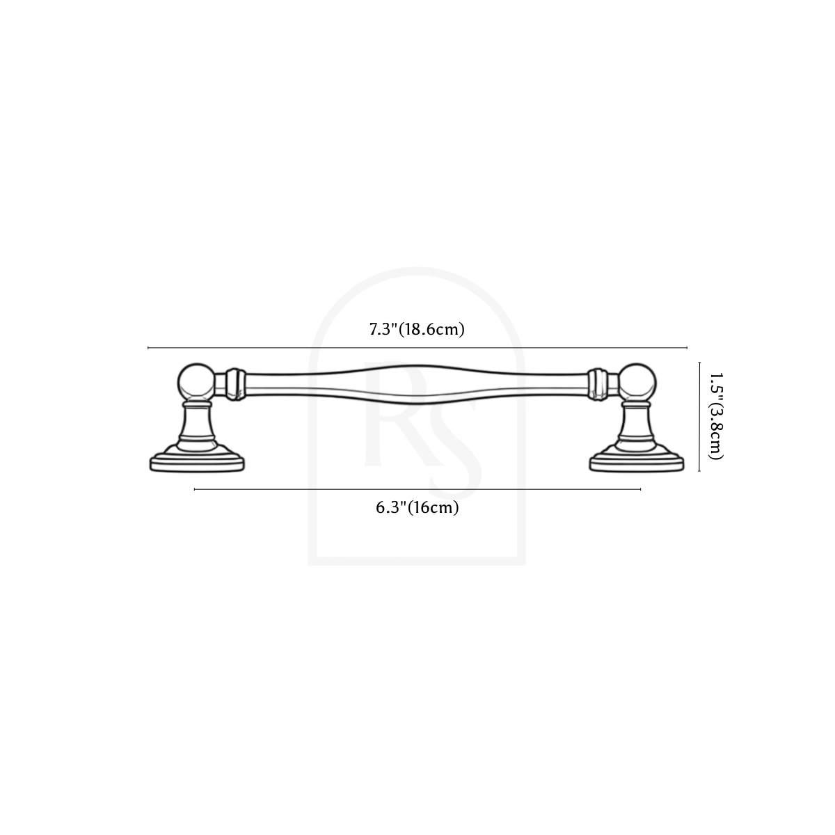 Vexel Knob & Pull Bar line drawing 3