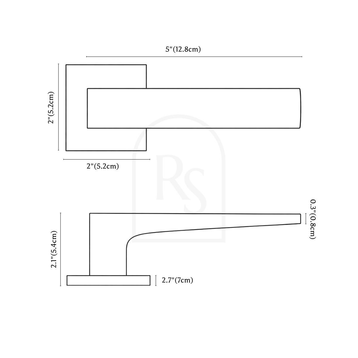 Vorel Handle and Lock line drawing 1