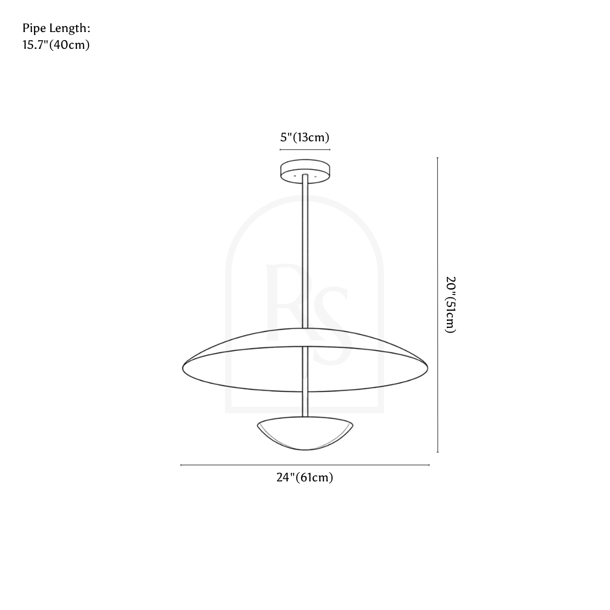Voryn Pendant Light line drawing 1
