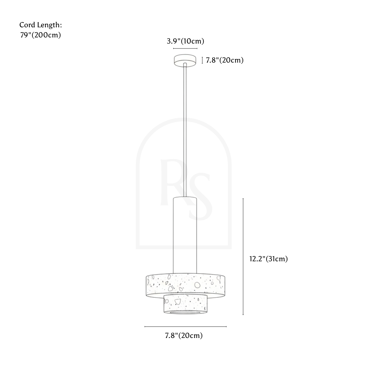 Cielo Pendant Light line drawing 1