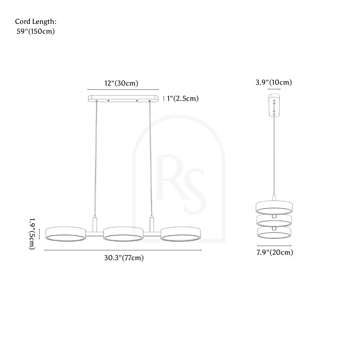 Lámpara colgante Rangeen line drawing 1