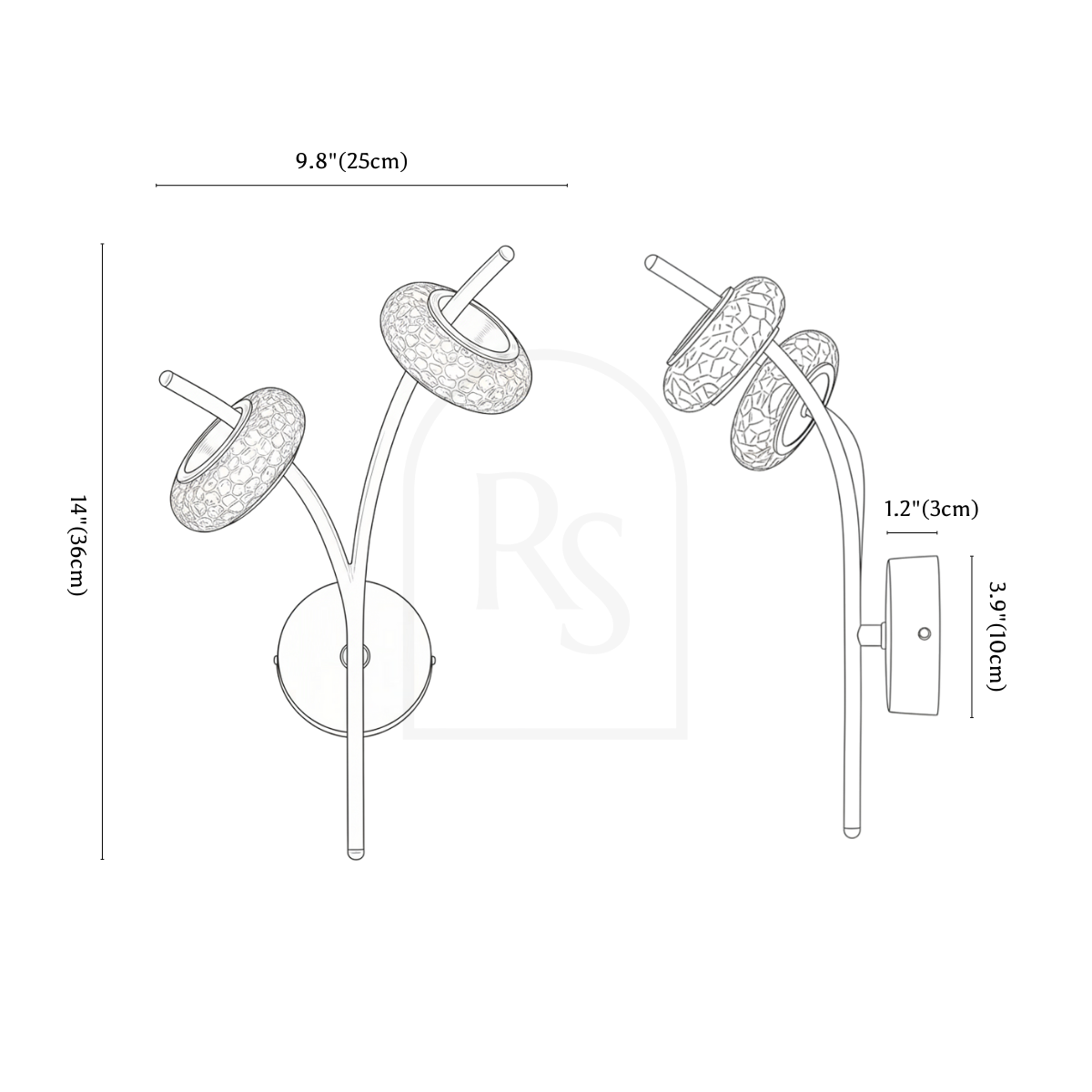 Volrin Wall Lamp line drawing 1