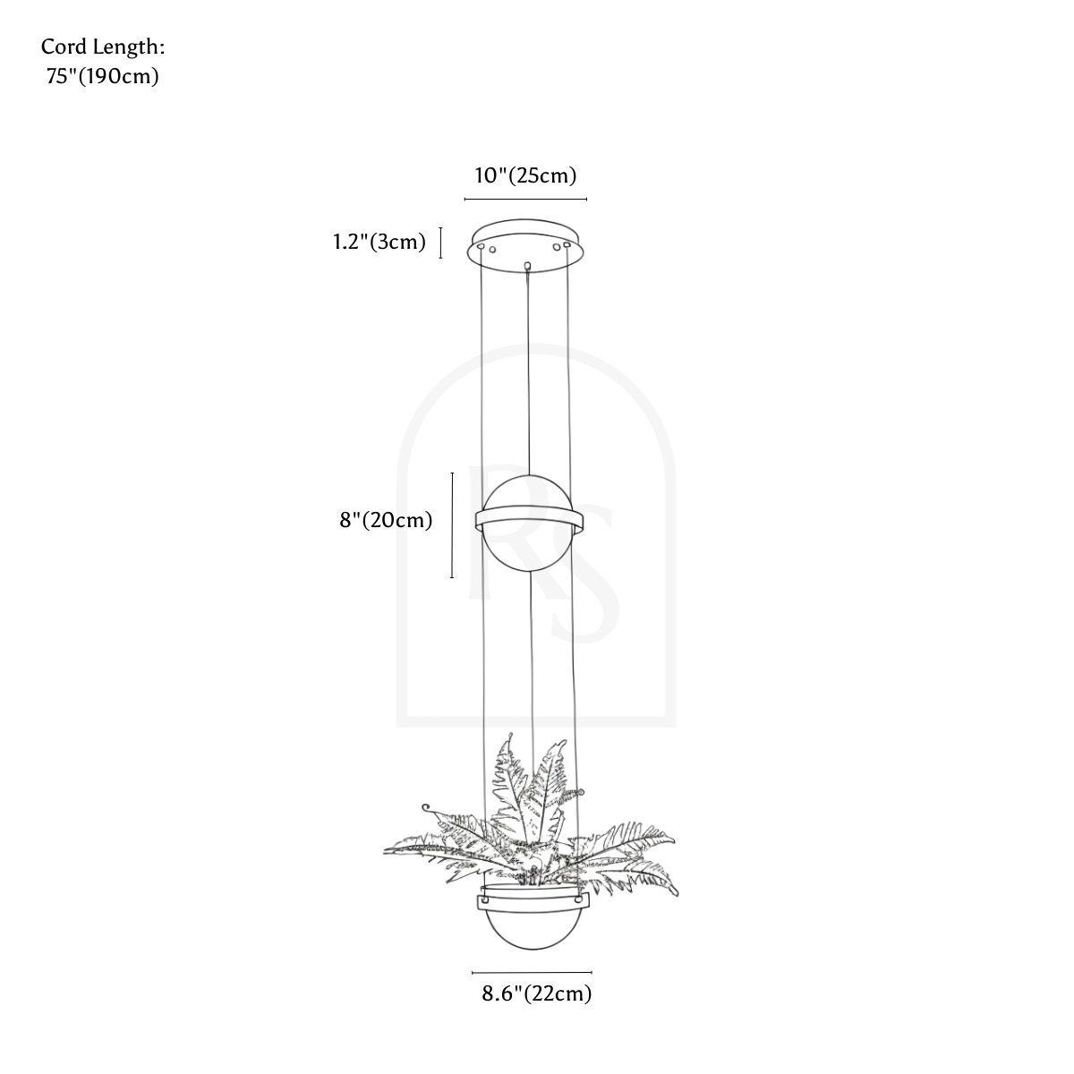 Ratina Pendant Light line drawing 3