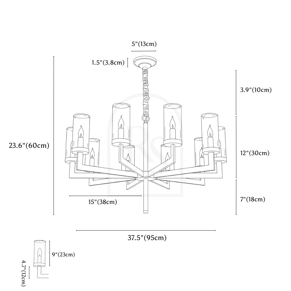 Wynlo Chandelier line drawing 3