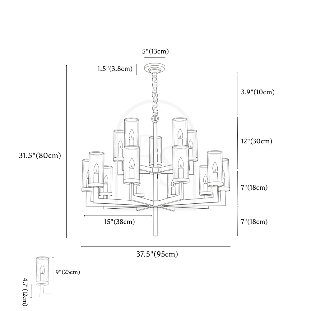Wynlo Chandelier line drawing 4