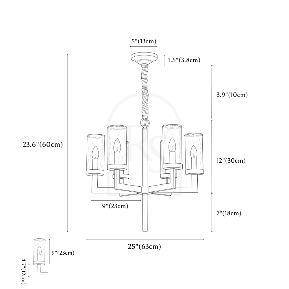 Wynlo Chandelier line drawing 1