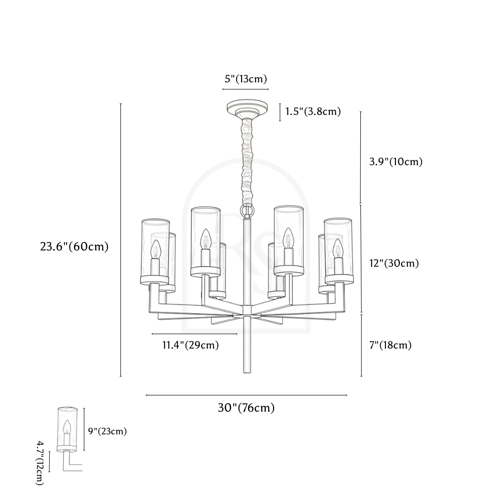Wynlo Chandelier line drawing 2