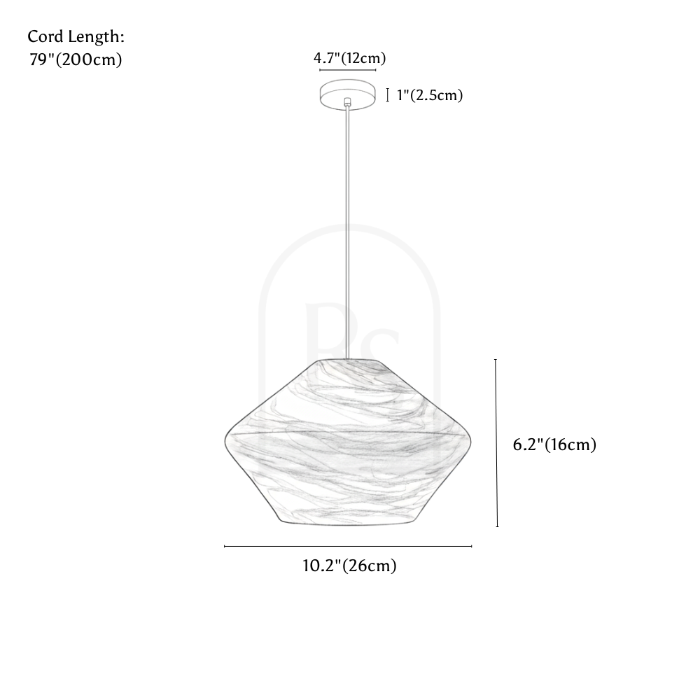 Yafeh Alabaster Pendant Light line drawing 1