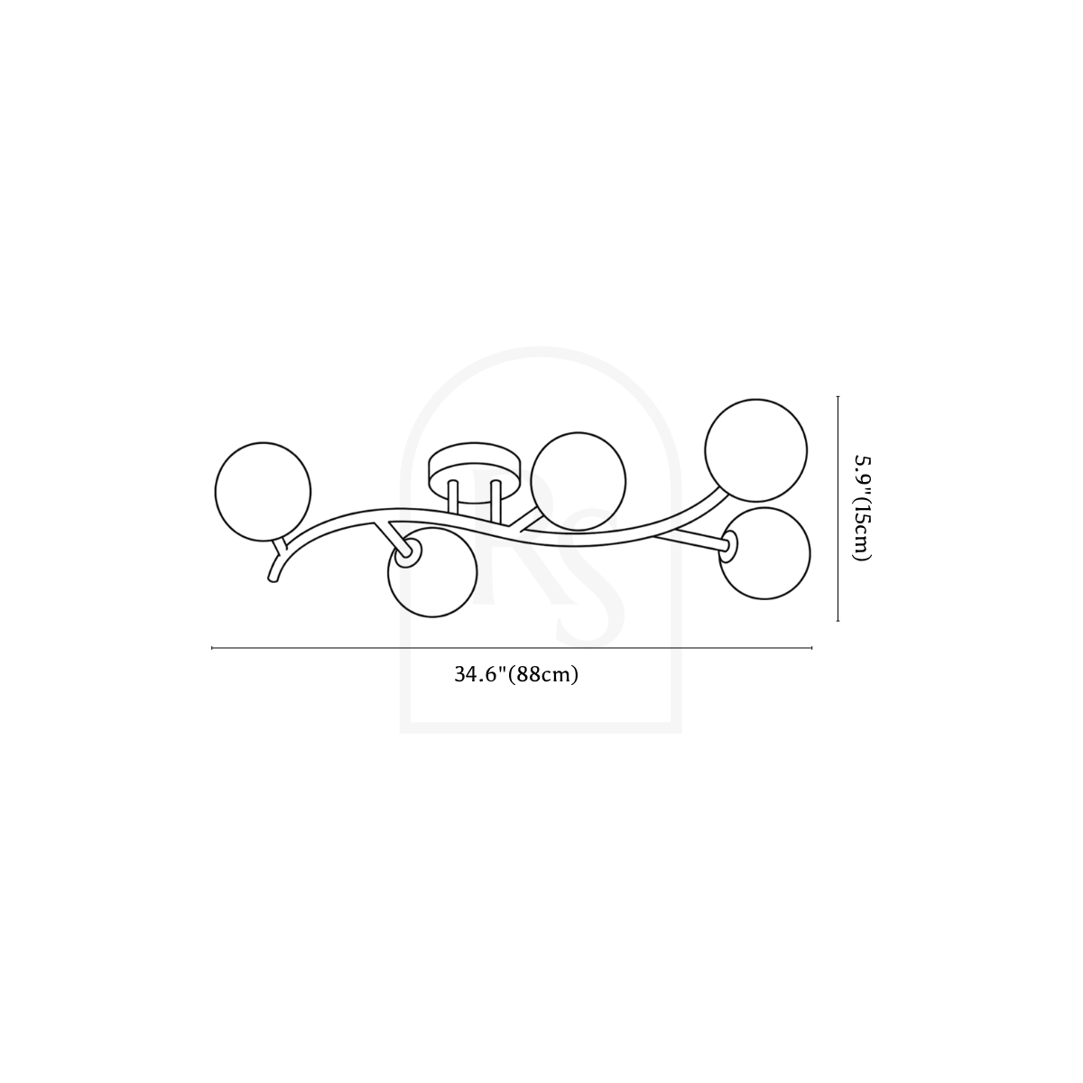 Lámpara de techo Yente line drawing 2