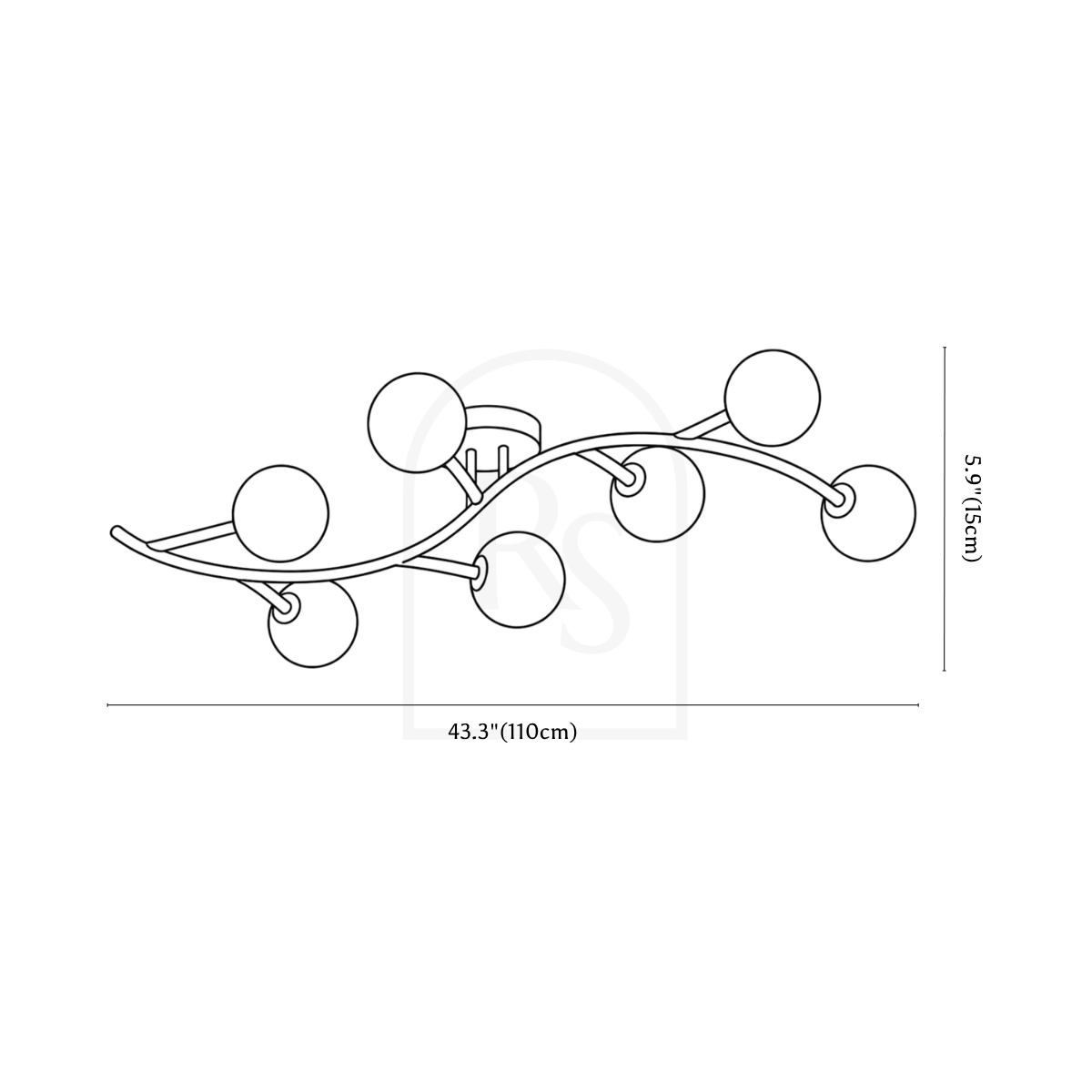 Lámpara de techo Yente line drawing 3