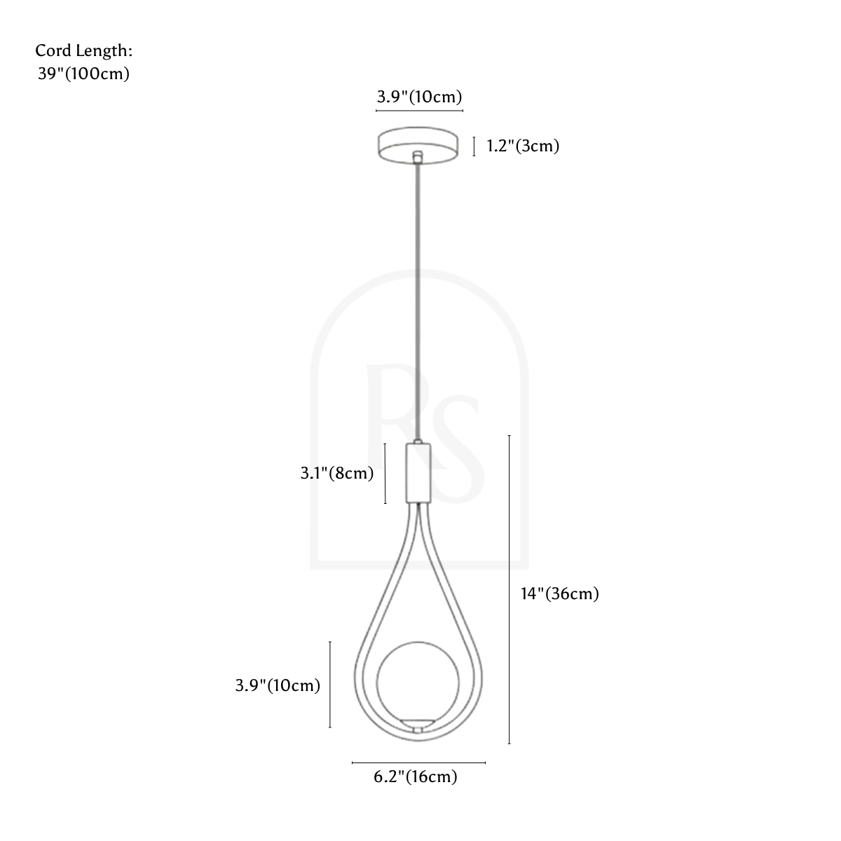 Yurex Pendant Light line drawing 1