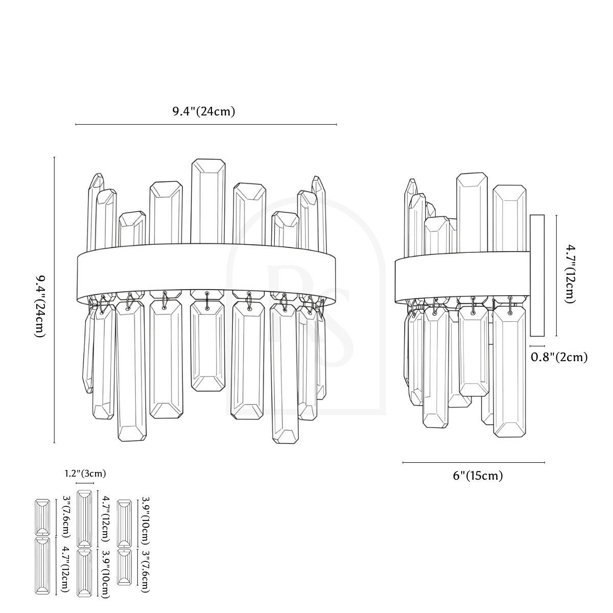Zaffo Wall Lamp line drawing 1