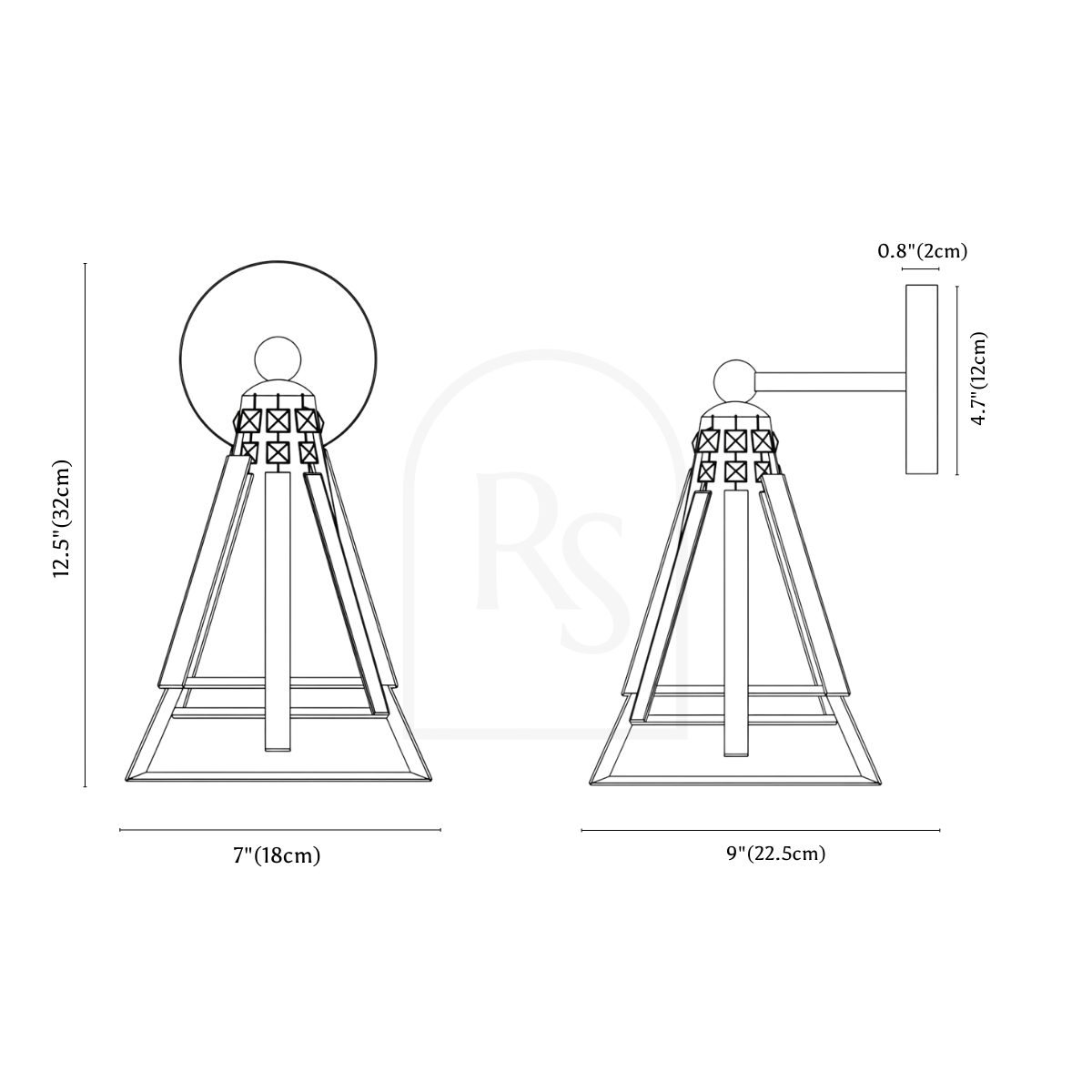 Zapto Wall Lamp line drawing 1