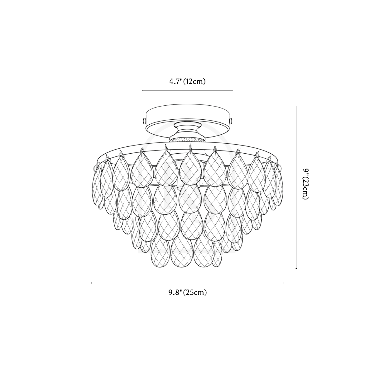 Zaran Ceiling Light line drawing 1