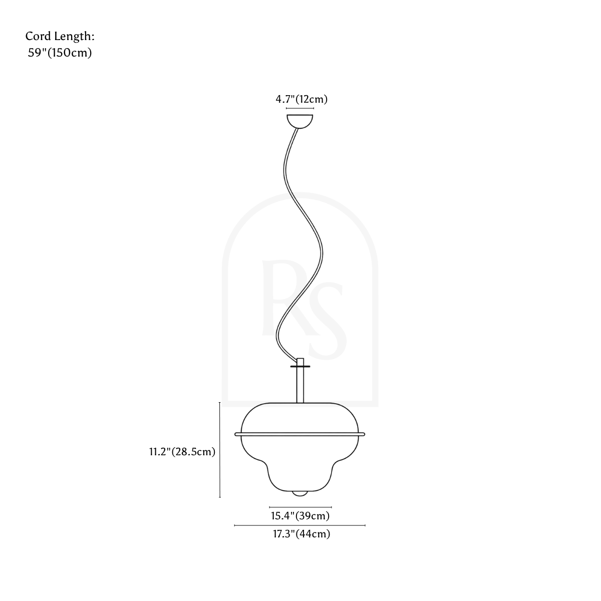 Zarco Pendant Light line drawing 1