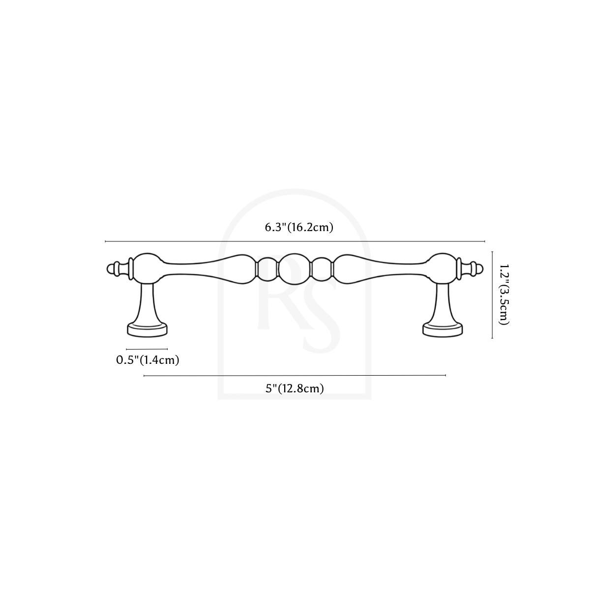 Zarox Knob & Pull Bar line drawing 3