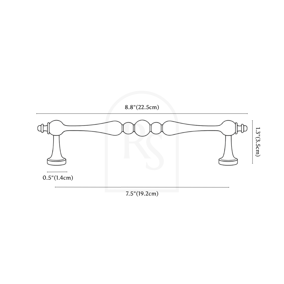 Zarox Knob & Pull Bar line drawing 5
