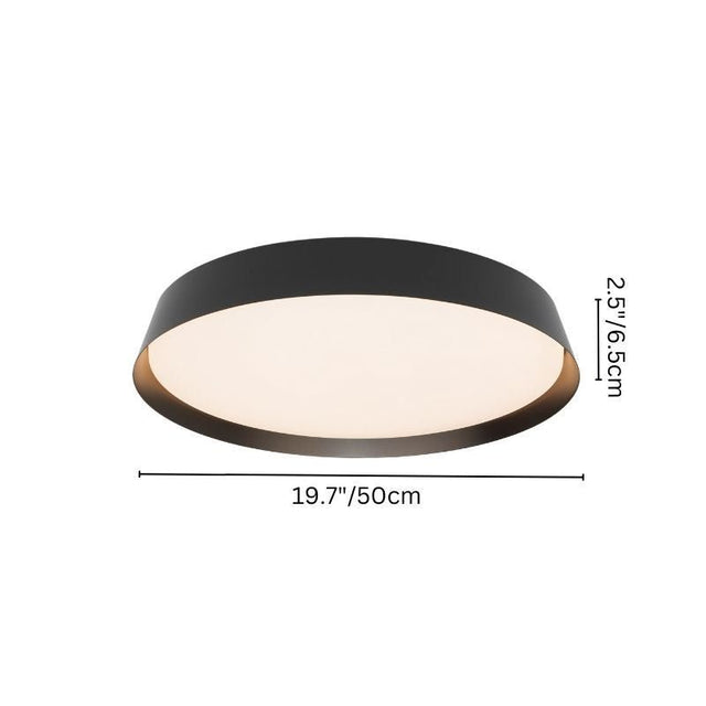Zena Ceiling Lamp dimensions: 19.7 inches wide and 2.5 inches high, showcasing its sleek, low-profile design for modern ceiling installations.